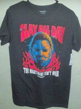 Slay All Day The Nightmare Isn't Over, Halloween 2 Mens SS T Shirt sz 34/36 NWT